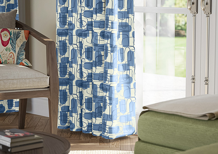 Meander, Navy - Made to Measure Curtains - Image 5